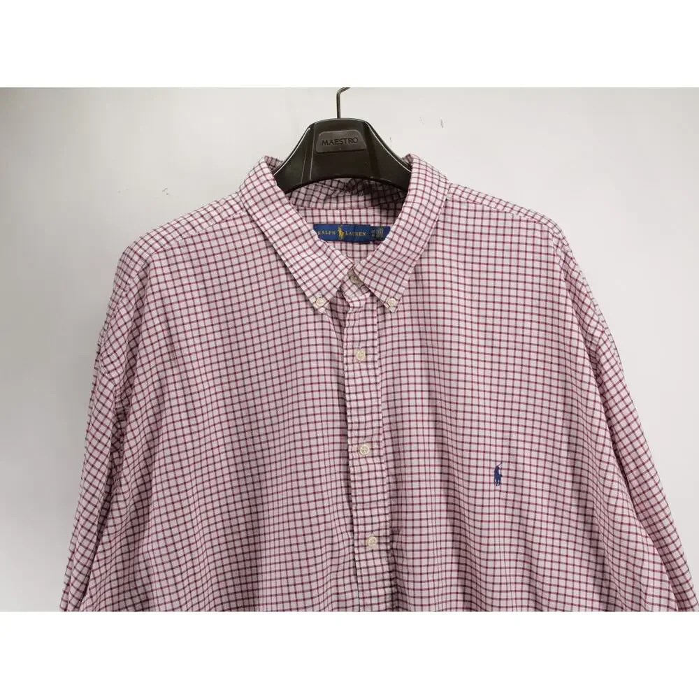 Polo Ralph Lauren Mens 6XB Red White Gingham Plaid Button Up Long Sleeve